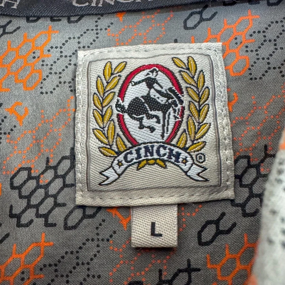 Cinch Shirt Mens Large Gray Orange Geometric Western Button Down Long Sleeve‎ - Picture 5 of 11
